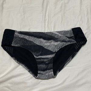 Nike Black and White Striped Swim Bottom Medium